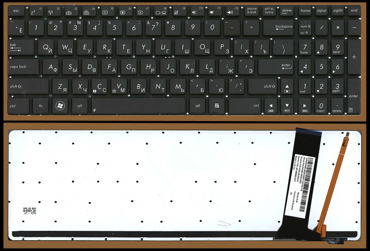 Клавиатура для ноутбука Asus N56 N76 R500 R501 U500 S550 с подсветкой